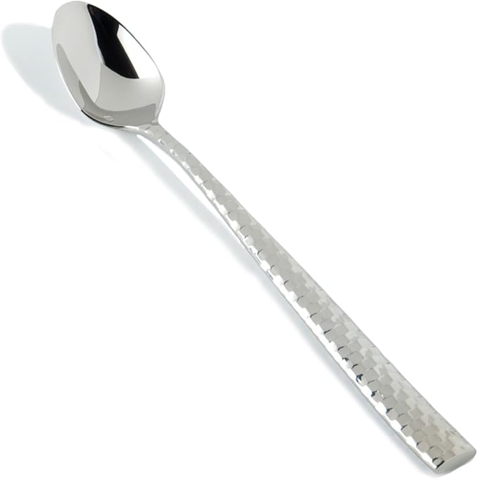 Fortessa Lucca Faceted 18/10 Stainless Steel Flatware Iced Tea Spoon, Set of 12