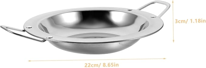 2pcs Stainless Steel Snack Plates Round Plate Handles for Hotel Serving Trays