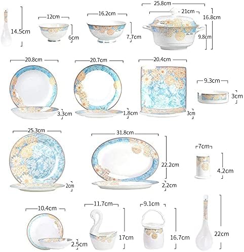 Dinnerware Sets - Luxury Gift Dishes Service Set, Luxury Porcelain Dinnerware Set, 60 Pieces Handmade Chinese Palace Ceramics Dinner Sets Plates/Bowls - Tableware Combination Set
