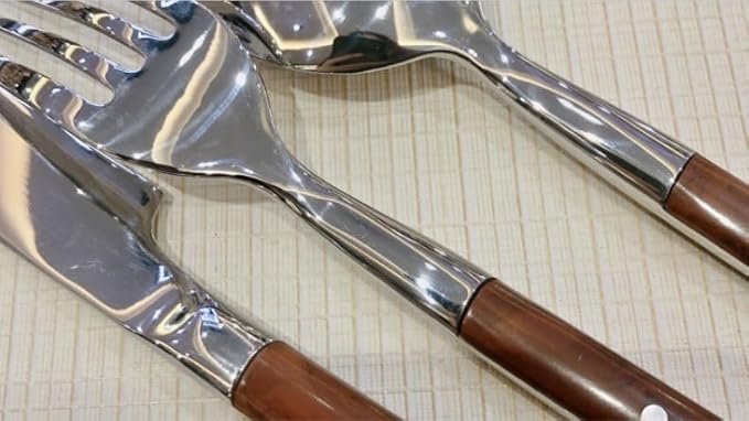 50 Piece Brown Silverware Set for 10 Classic Flatware Set Elegant 18/8 Stainless Steel Western Rivet Cutlery Delicate Utensils for Home Seder Holiday Dishwasher Safe Mirror Polished