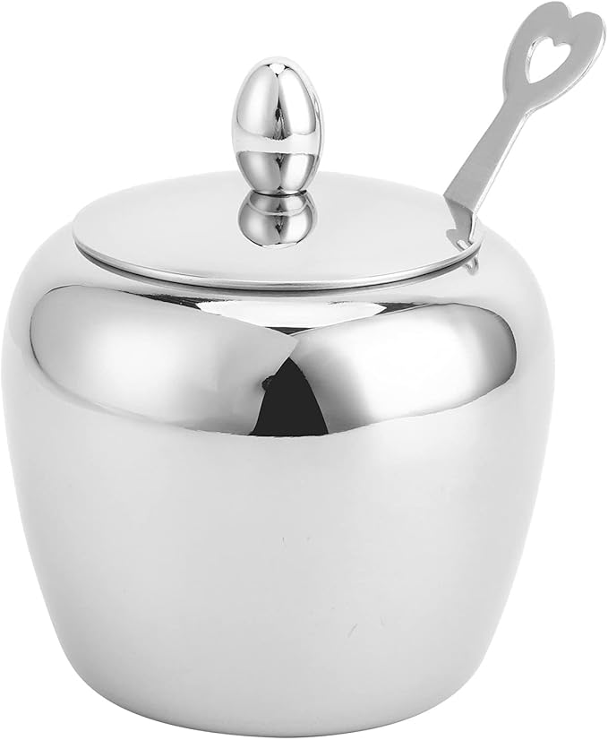 Sugar Bowl with Lid and Spoon 304 Stainless Steel Sugar Canister for Home Kitchen