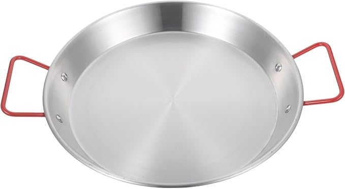 28cm Stainless Steel Snack Tray with Red Double Handles Decorative Serving Platter for Picnics and Parties Kitchen Tableware