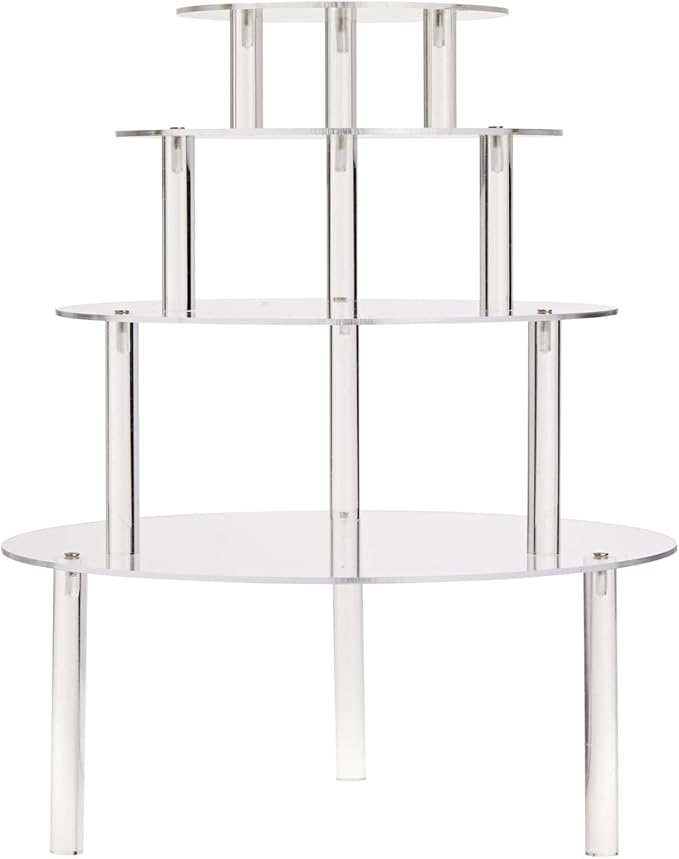 Juvale 4-Piece Round Acrylic Cake Stand Set - Versatile Dessert Display - Customizable Multi-Tier Buffet Risers - Easy-Store Stackable Acrylic Cupcake Stand - 6 in, 8 in, 10 in & 12 in, Clear