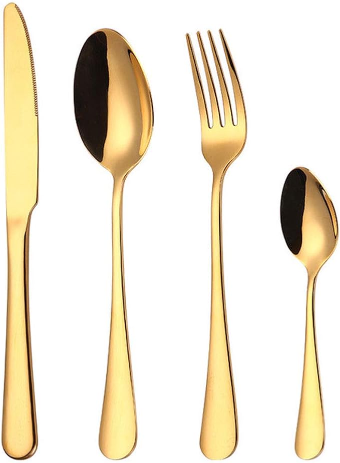 4pcs Set Cutlery Dinnerware 304 Stainless Steel Flatware Set Tableware Dinner Spoon Fork Knife Flatware Serving Sets (Purple)