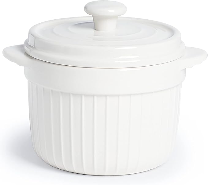 ONTUBE Ceramic Candy Jar with Lid 17oz, Porcelain Cookies Jar Candy Dishes (White)