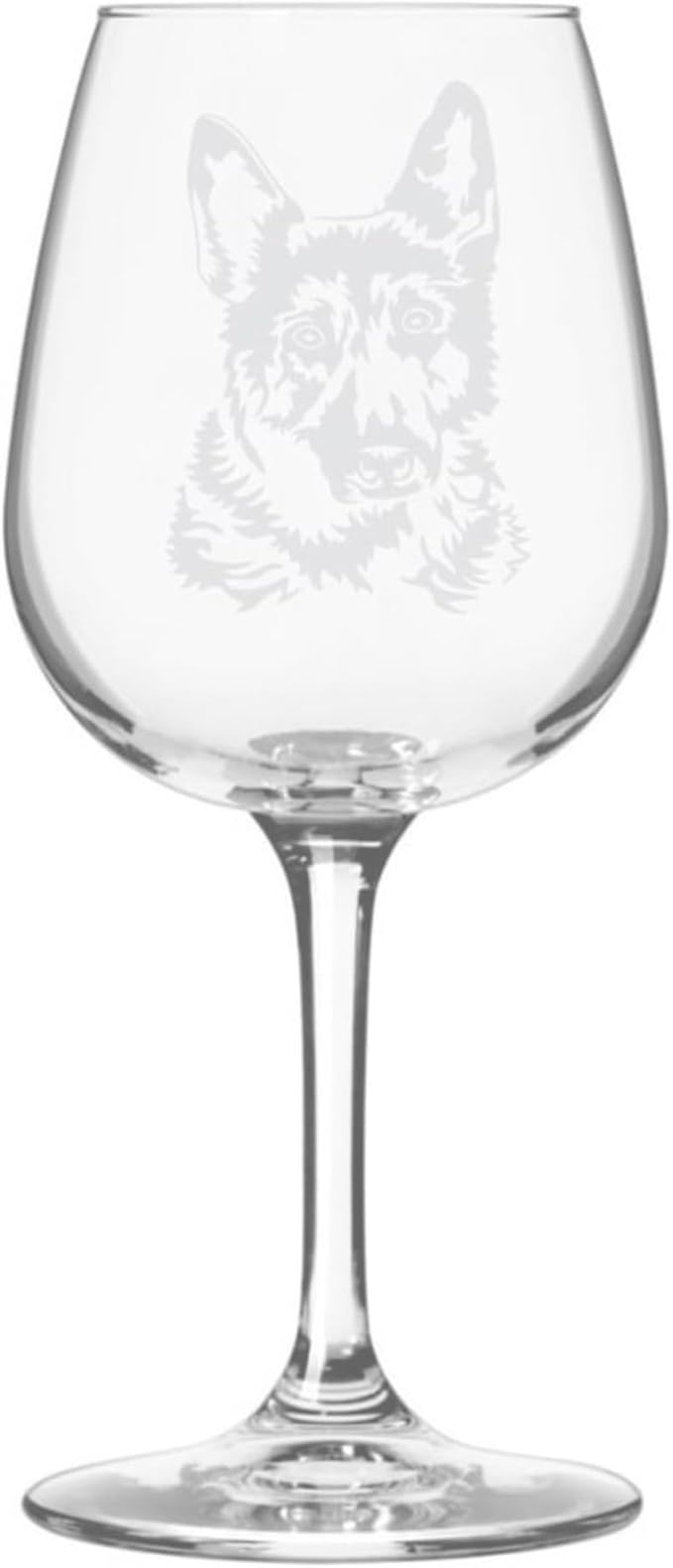Etched Laser Art German Shepherd Personalized Dog Themed Etched 12.75oz Wine Glass Custom Dog Breed Wine Glasses, Ideal for Pet Lovers, Unique Birthday Gift for Men & Women, Personalized Gift