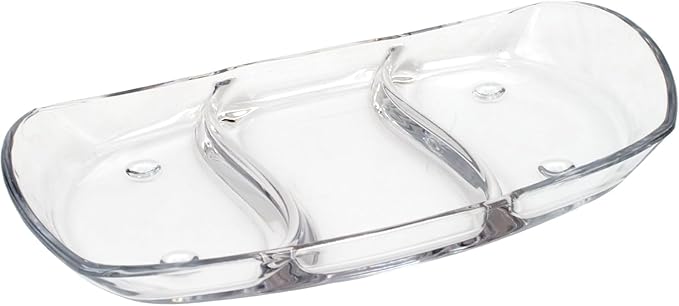 Prima Oblong 14.5" Glass Tray 3 Section
