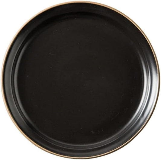Dinner Plate Simple Ceramic Dinner Plates Creative Grey Nordic Plate Household Dishes and Bowls Porcelain Tableware for Kitchen(8 Inch Plate Black)