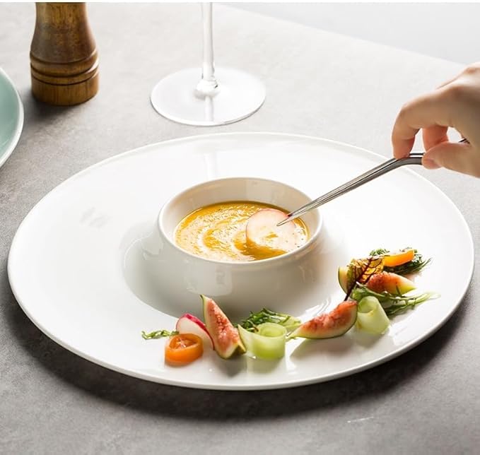 Appetizer Plates Ceramic Plate Pasta Steak Plate Sushi Plate Creative Restaurant Round Tableware Snack Dessert Plate Cheap Plates(A)