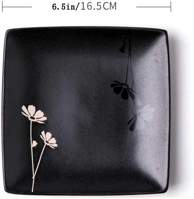 Modern Large Dinner Plates Serving Plate Breakfast Plate 6.5-inch Ceramic Small Square Plate Ceramic Dish Home Snack Plate Stackable Dinner Plates(A)