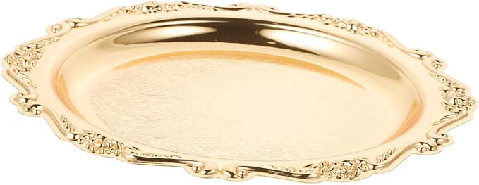 Decorative Iron Serving Tray Silver Round Platter for Food Snacks Jewelry Storage Plate for Home Parties