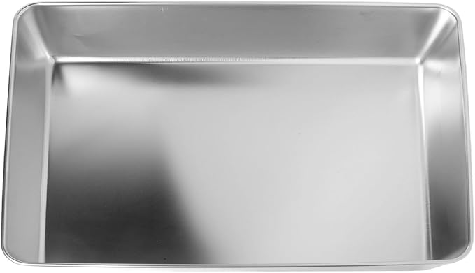 Stainless Steel Serving Tray with Deep Edges, Rectangular Food Platter for Kitchen, Camping, Picnics, School Cafeteria, Dishwasher Safe, Silver(40 * 35 * 5.5)