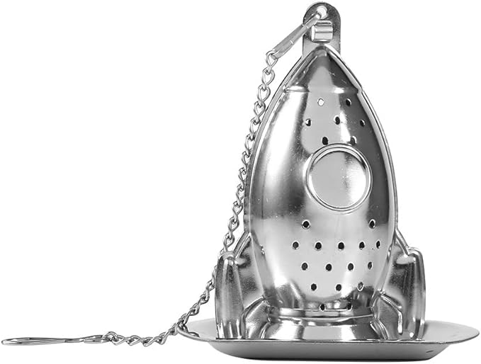 Stainless Steel Tea Strainer, Rocket Ship Tea Infuser with Chain, Rocket Shape Loose Tea Filter for Leaf Herbal Spice Brewing Steeping Home Teaware Accessories