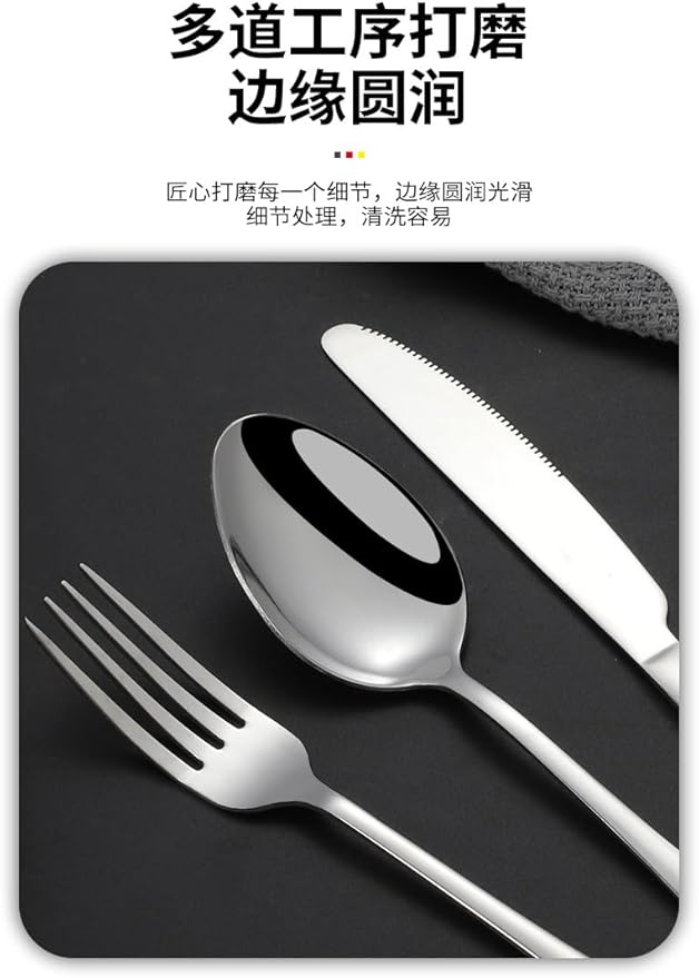 Stainless Steel Cutlery Set Silverware Collection-Polished Flatware Sets Kitchen Cutlery Utensil Knife Fork Spoon Dishwasher Safe for Home, Restaurant, Wedding, Party (ALL) (24 Pieces)