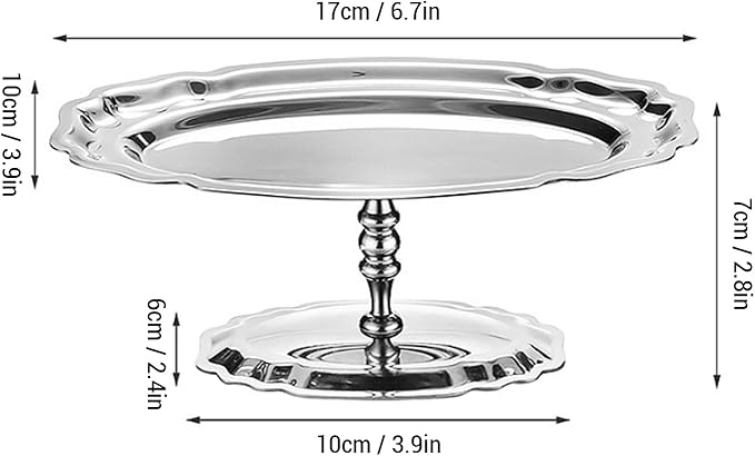 304 Stainless Steel Footed Dessert Serving Tray, Decorative Tray with Smooth Plate for Home Hotel Restaurant Party, 6.7x3.9x2.8in