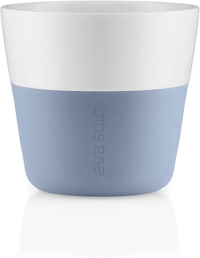 Eva Solo | 2 Lungo Tumbler Mugs | 8 oz Porcelain Coffee Cup Tumblers with Silicone-coated Grip | Dishwasher Safe | Danish Design, Functionality & Quality | Blue sky
