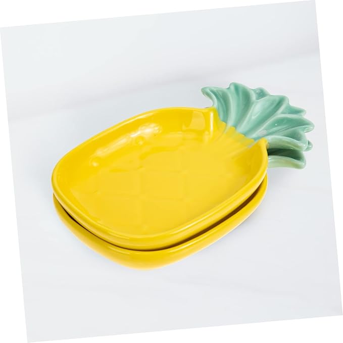 VOSAREA 2pcs Pineapple Shape Sauce Plate Ceramic Condiment Dish Reusable Plates Italian Seasoning Small Dish for Sauce Seasoning Snacks