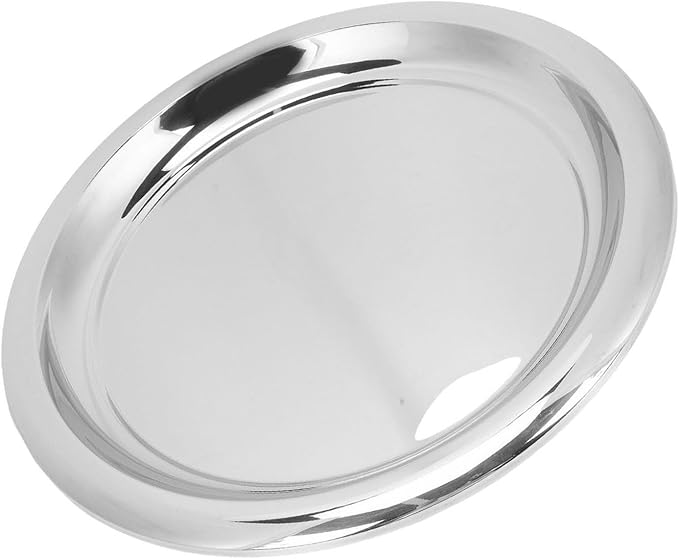 Stainless Steel Bar Tray Round Serving Tray, 35cm Silver Tray for Drinks, Snacks, Desserts, with Elegant and Sturdy Design for Various Occasions