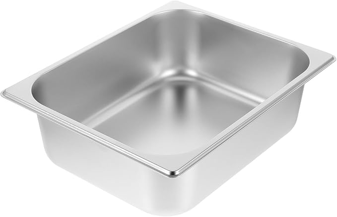 Catering Pans Square Basin 10cm Stainless Steel Canteen Basin Stainless Steel Buffet Foods Holder Pot Serving Tray for Buffet Plate Fruit Tray