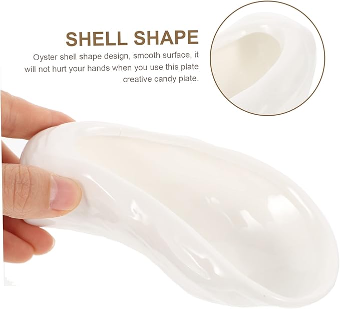 PRETYZOOM Oyster Plates Shell-shape Dinner Plates Ceramic Serving Platters for Restaurant