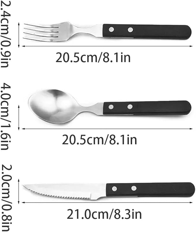 Exquisite Stainless steel cutlery set with wooden handle knife fork and spoon flatware home kitchen utensils simple silverware set Practical