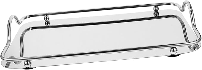 Portable Stainless Steel Tray Rectangular Serving Dish Handles for Fast Food Cafeteria and Daily Use