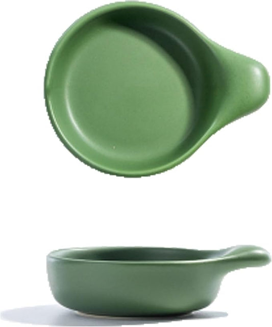 FAREWELL Dipping Bowls Dip Bowl Set Ceramic Condiment Dishes Sushi Bowl Condiment Plate Appetizer Plate Soy Sauce with Handle 5pc Soy Sauce Plate Appetizer Bowls (Color : A)