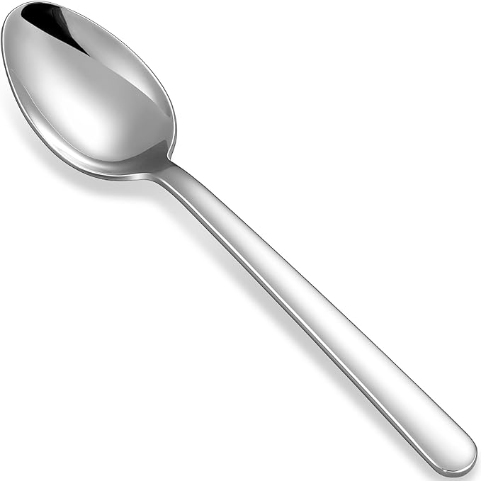 KEAWELL Premium Lucent 4-Piece 7.4 inch Spoon Set – 18/10 Stainless Steel Silverware with Mirror Polish, Dishwasher Safe for Table Setting and Entertaining (4, Dinner Spoons)