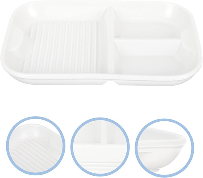 Cabilock Ceramic Divided Plate Three Compartments for Breakfast Serving Dishes for Salads Desserts and Portion Control Events