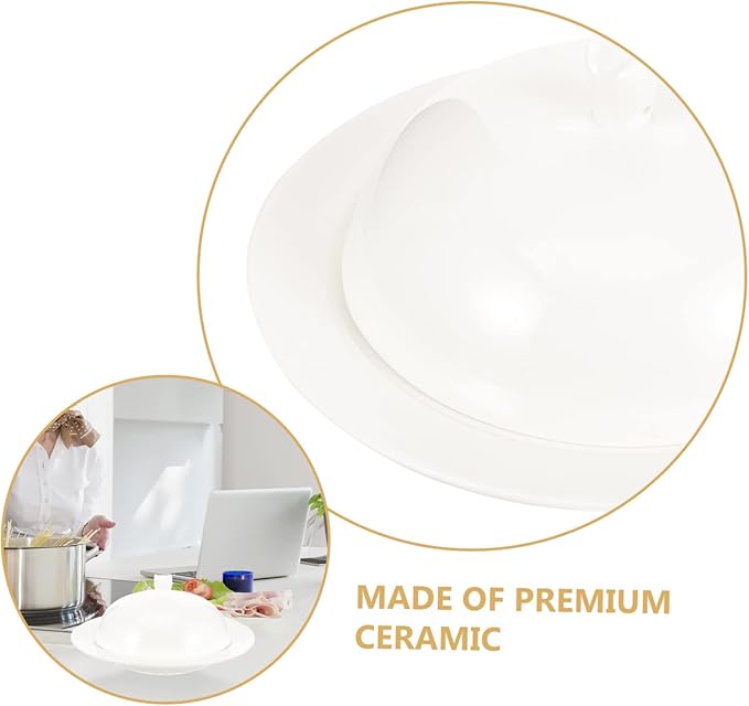 Healifty Elegant Ceramic Serving Platter Lid Modern Steak Plate Decorative Dinner Plate for Appetizers and Salads Microwave and Oven Safe for Dining and Entertaining