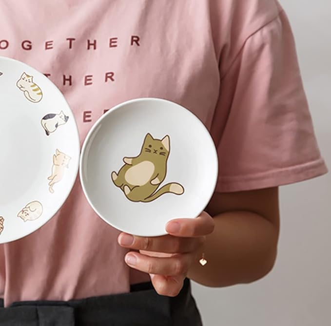 6pcs Ceramic Cat Appetizer Plates, Sauce Plates, Dessert Plates