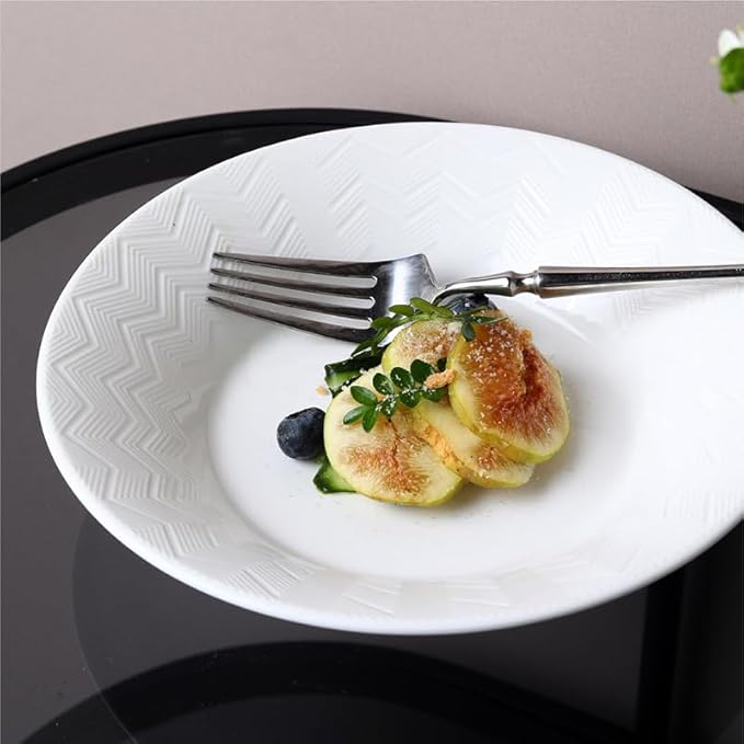 White 8" 9" Porcelain Tableware Plate Noodel Bowl Ceramic dinnerware For Home Family Party Weeding Restaurant And Kitchen Use (9" Plate Pack of 2)