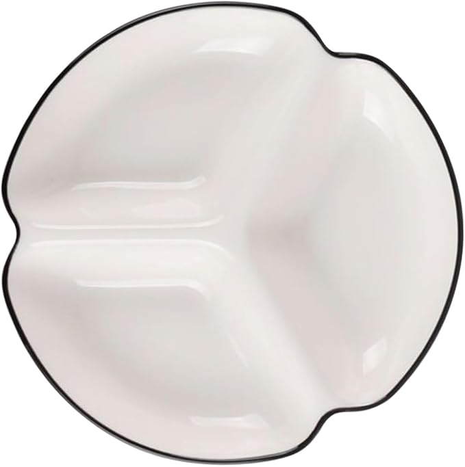 VALICLUD Ceramic Divided Serving Dish Three Compartment Plate for Portion Control Food Grade Dinnerware for Snacks Appetizers Fruits for Home and Party Use