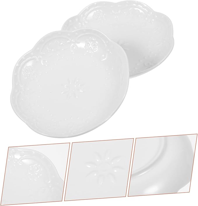 PRETYZOOM 2pcs Ceramic Dip Plate Chip and Dip Platter Condiment Server Porcelain Appetizer Plates Small Dipping Dishes Oil Bowls for Dipping