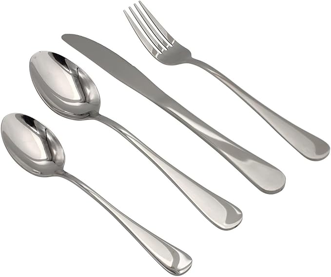 Elyon Tableware® 16-piece Silver Flatware, Stainless Steel Silverware Set, Reflective Mirror Finish Cutlery Set, Reusable Dishwasher Safe, Service For 4