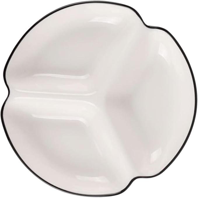 VOSAREA Divided Dinner Plate Ceramic Plate Portion Control Dinnerware for Salad Dessert Dish Adult Decorative Home Tableware