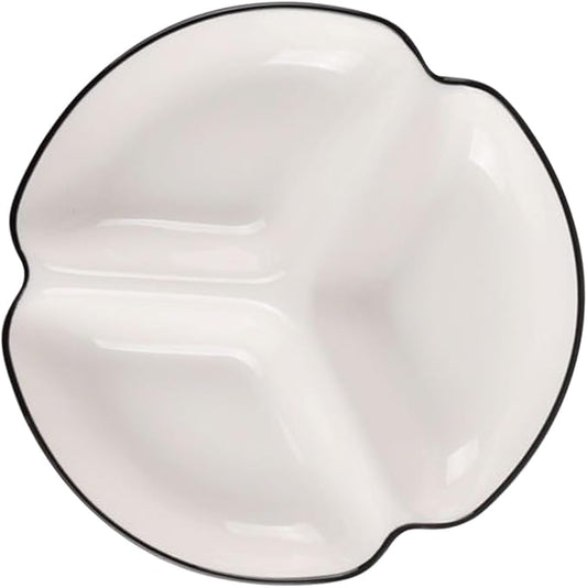 VOSAREA Divided Dinner Plate Ceramic Plate Portion Control Dinnerware for Salad Dessert Dish Adult Decorative Home Tableware