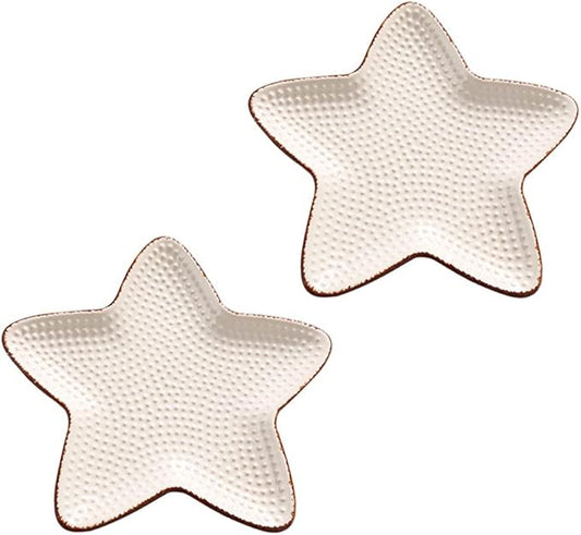 Sauce Dish Set of 2 Sauce Dish Ocean Starfish Shell Fish Shape Ceramic Appetizer Plates Snack Fruit Sushi Dessert Jewelry Plates Dinnerware Trays Home Decoration Dip Bowl (6.30×4.13in)