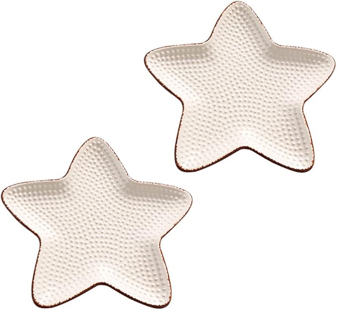 Small Plate Set of 2 Sauce Dish Ocean Starfish Shell Fish Shape Ceramic Appetizer Plates Snack Fruit Sushi Dessert Jewelry Plates Dinnerware Trays Home Decoration Salad Plates (Size : 6.30x4.13in)