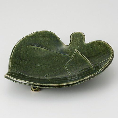 Oribe Leaf Shaped Appetizer Plate, 7.8 x 6.5 x 1.9 inches (19.8 x 16.5 x 4.7 cm), 12.0 oz (340 g), Orientation, Restaurant, Ryokan, Japanese Tableware, Commercial Use