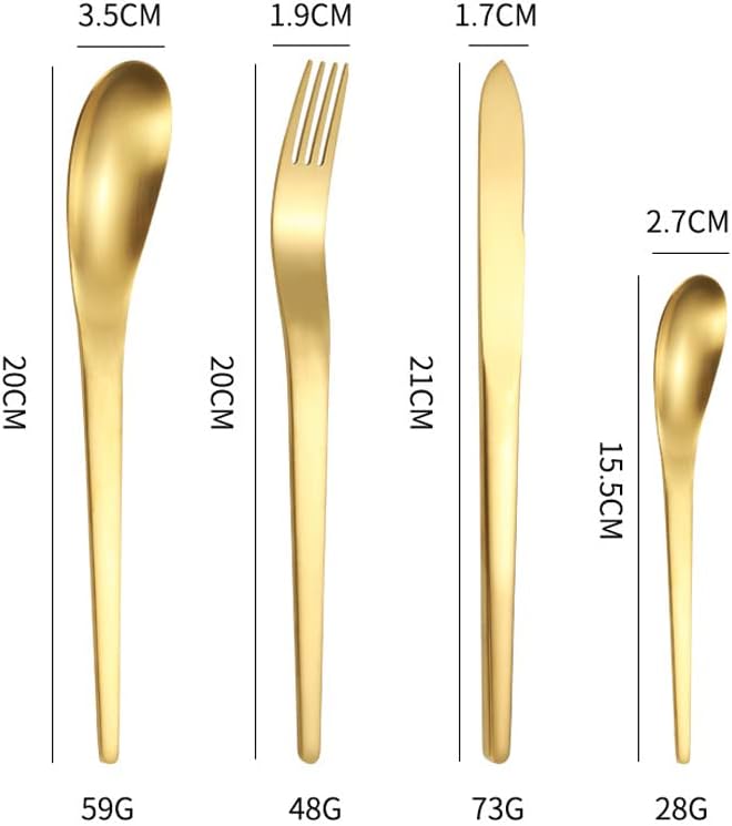 4 Pack Cutlery Set Stainless Steel Flatware Silverware Set Knife Fork Spoon Mixed Cutlery Set, Dishwasher Safe for Home Restaurant Hotel Gift (Gold)