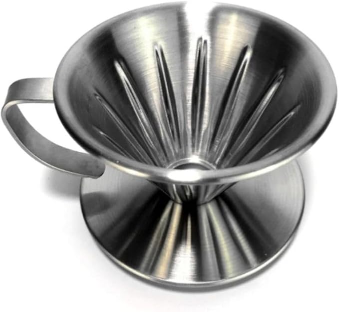 Pour Over Coffee Dripper, Stainless Steel Reusable Cone Coffee Filter, V Shaped Dripper Coffee Filter with Handle, Metal Coffee Pot Filter Cup