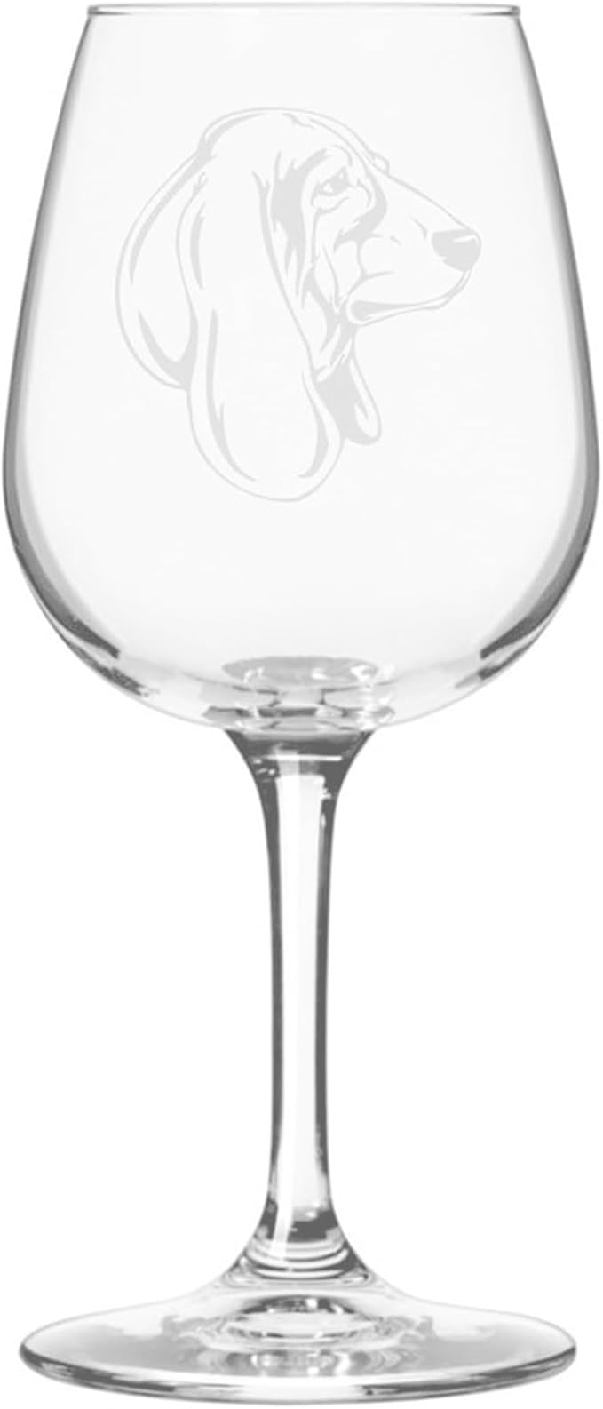 Etched Laser Art Basset Hound (Alternate) Personalized Dog Themed Etched 12.75oz Wine Glass Custom Dog Breed Wine Glasses for Pet Lovers, Unique Birthday Gift for Men & Women, Personalized Gift