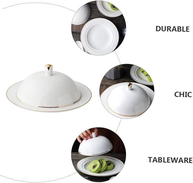 Round Ceramic Plate Lid Dinner Plate Cover Serving for Parties Banquets