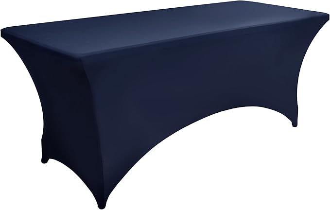 6-Pack 8ft Spandex Table Covers for Rectangle Folding Tables - Washable Elastic Tablecloth - Ultimate Fitted Table Protector for Birthday Parties, Trade Shows, Banquet