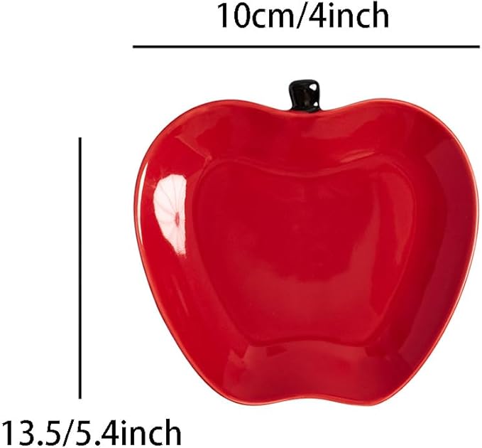 123Arts Apple Dessert Dishes Set Appetizer Plates, Ceramic Sushi Sauce Plates Seasoning Dishes,Set of 4