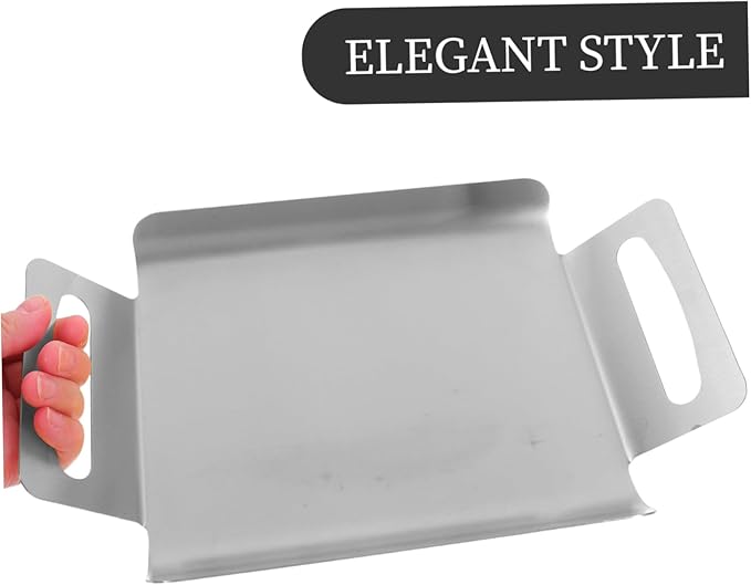 PRETYZOOM Silver Trays for Serving Stainless Steel Rectangular Dessert Tray Elegant Decor