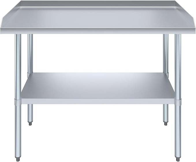 AmGood Commercial Work Table with Backsplash and Sidesplashes | Height: 35" | Stainless Steel Prep Table for Kitchen, Restaurant, Garage, Laundry | NSF (48" Long x 24" Deep)