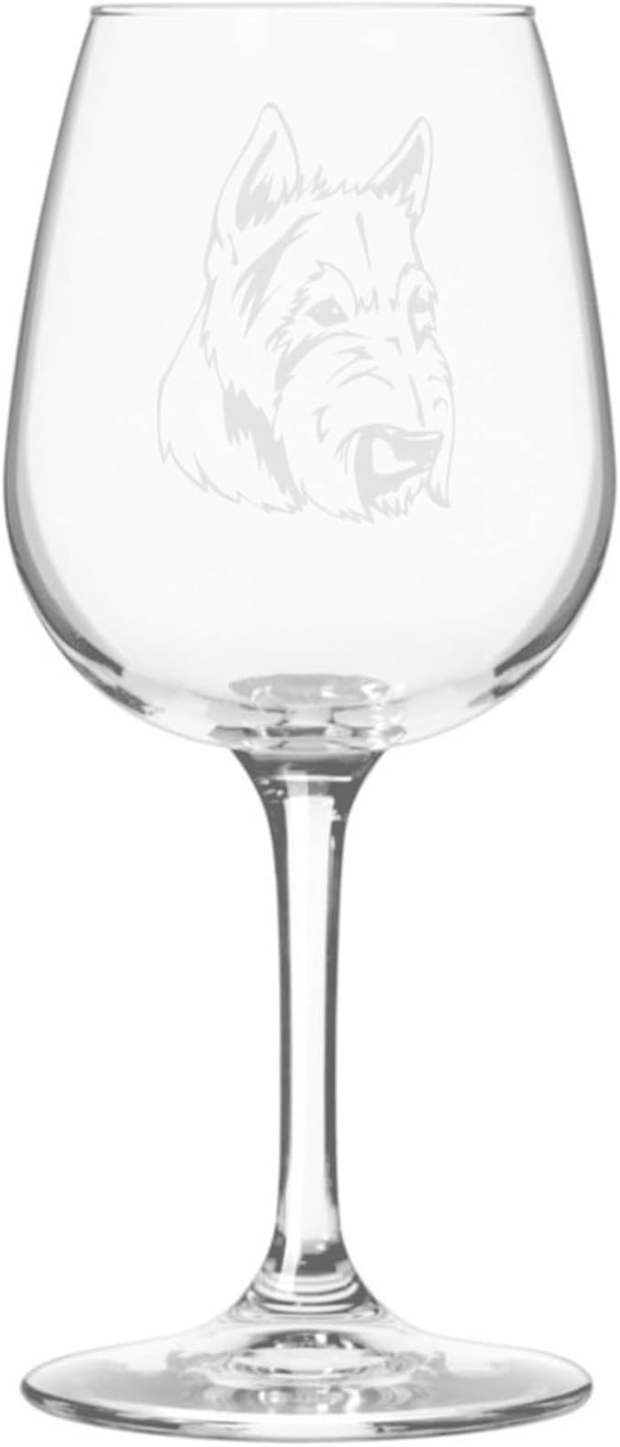 Etched Laser Art Personalized Dog Themed Etched Wine Glass - Custom Dog Breed Wine Glasses, Ideal for Pet Lovers, Personalized Birthday Gift for Men & Women - Scottish Terrier (Aberdeen), 12.75 oz