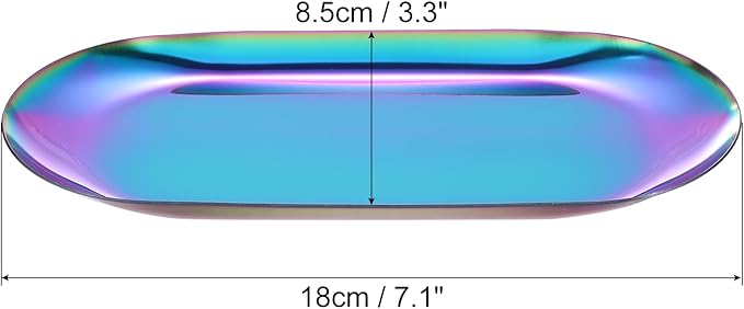 uxcell 6pcs Stainless Steel Decorative Tray, 7 Inch Oval Jewelry Tray, Small Serving Tray for Bathroom Countertops, Closets, Dressers, Multicolor